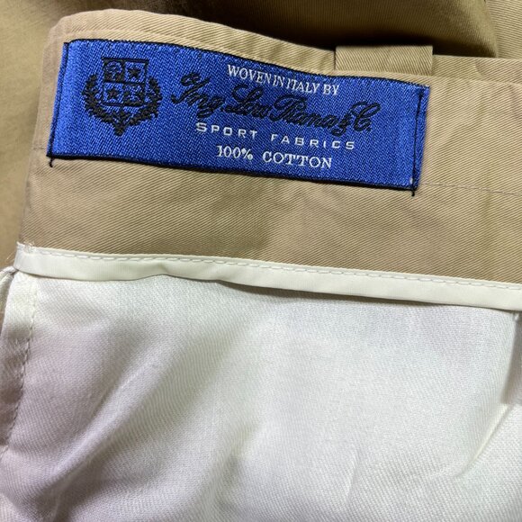 Vintage Normandy & Monroe Size 38R Tan Pleat-Front Pants Loro Piana Fabric - Picture 3 of 15